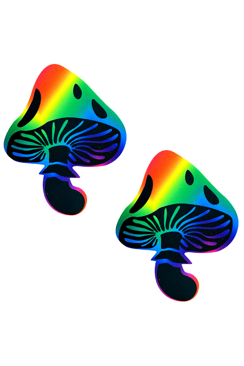 Rainbow Trippin' Psychedelic Toadstool Pasties, Rainbow Mushroom Nipple Pasties - AlicePrin.com