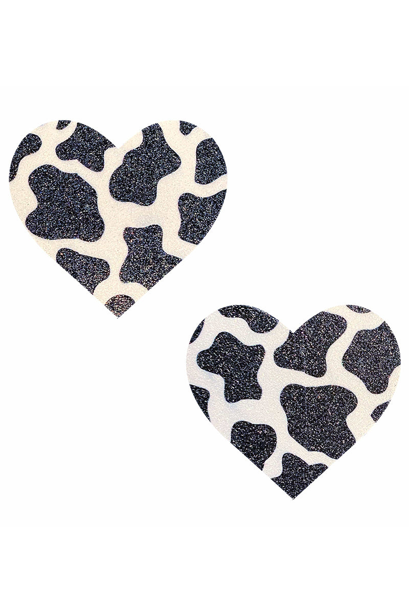 Got Milkies Heart Pasties, Heart Cow Print Pasties, Cow Print Nipple Pasties - AlicePrin.com