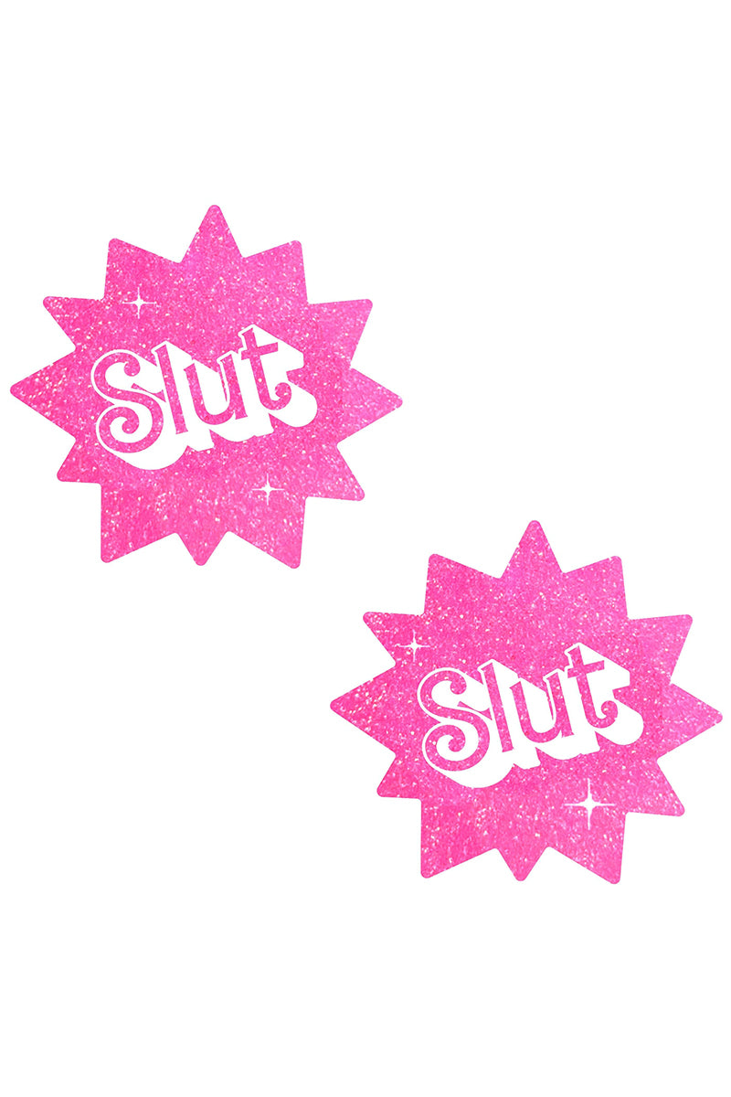 Sassy Slut Pink Glitter Pasties, Barbie Slut Pasties, Barbie Nipple Pasties, Slut Nipple Pasties - AlicePrin.com