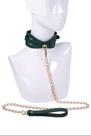 Indica Cut-Out Collar and Leash Set, Green Kink Collar Set - AlicePrin.com