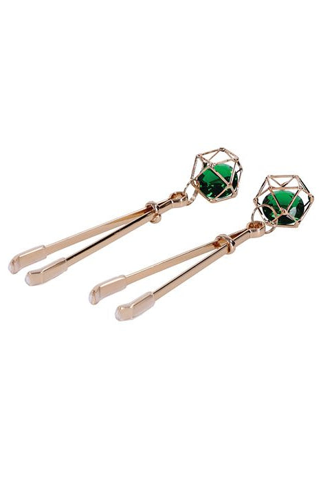 Indica Crystal Nipple Clips, Green Nipple Clamps - AlicePrin.com