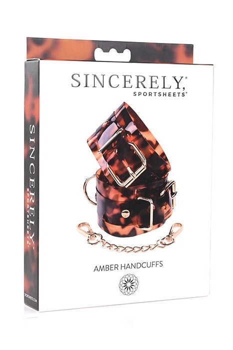 Sincerely Amber Handcuffs, Tortoiseshell Handcuffs - AlicePrin.com