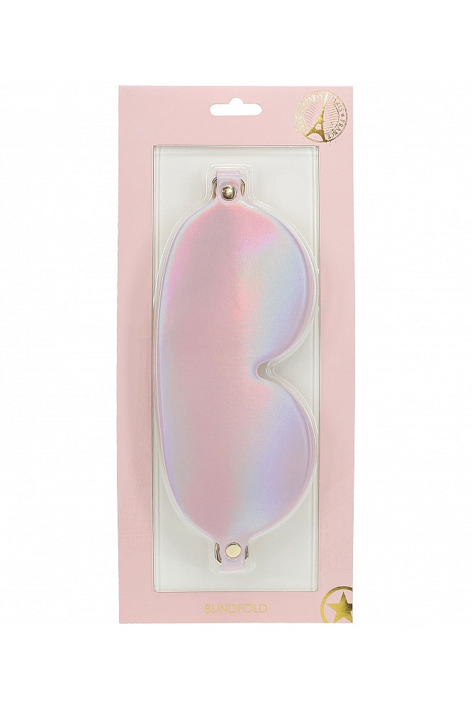 Iridescent Pink Paris Blindfold, Pink Leather Blindfold - AlicePrin.com