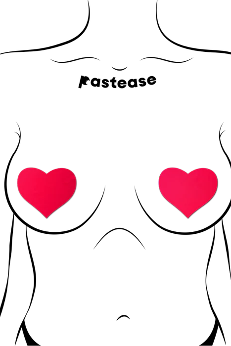 Neon Red Day-Glow Heart Pasties, Neon Heart Pasties - AlicePrin.com