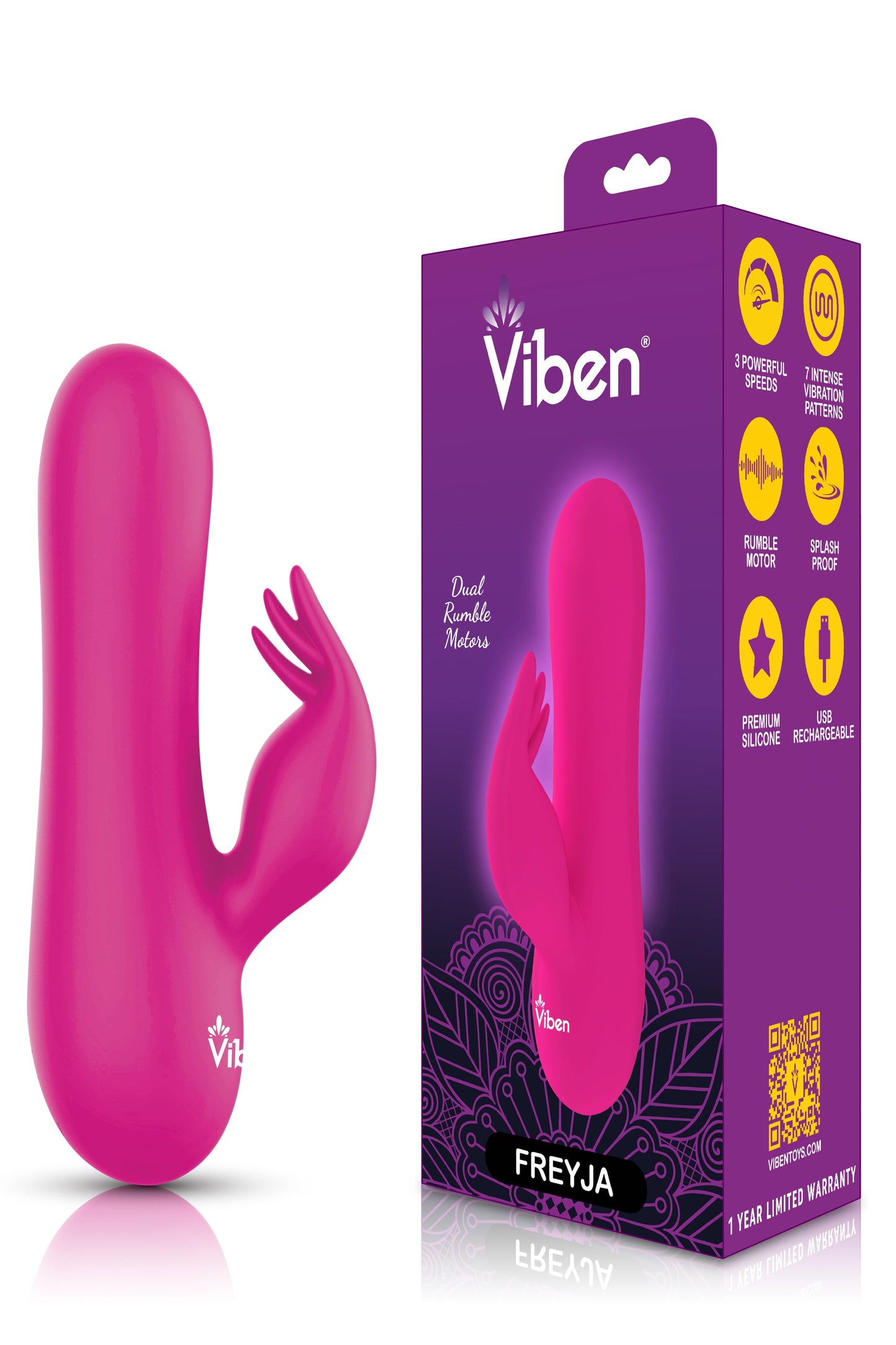 Freyja Mini Triple Ticklers Rabbit Vibe, Pink Rabbit Vibrator - AlicePrin.com