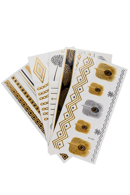 Let Your Light Shine Golden Festival Temporary Tattoo Pack, Gold and Black Temporary Tattoos - AlicePrin.com