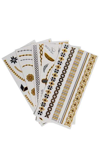 Let Your Light Shine Golden Festival Temporary Tattoo Pack, Gold and Black Temporary Tattoos - AlicePrin.com
