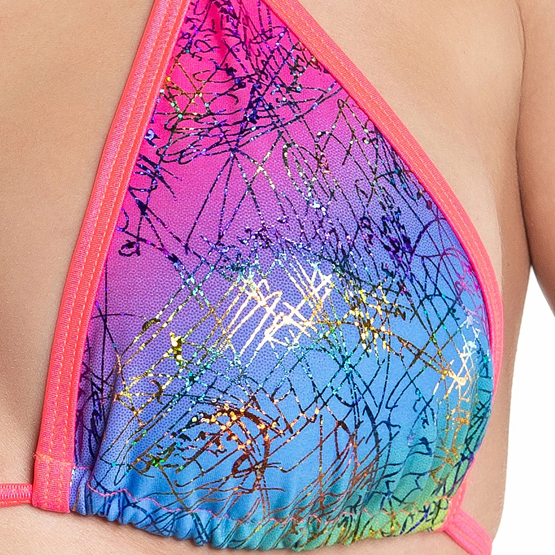 Rave Locker Dance Bikini, Rainbow Stripper Bikini - AlicePrin.com