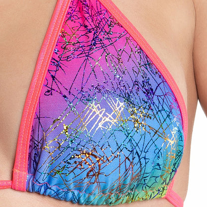 Rave Locker Dance Bikini, Rainbow Stripper Bikini - AlicePrin.com