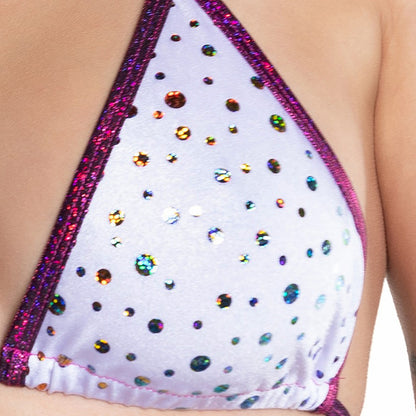Rainbow Confetti Dance Bikini, Rainbow Stripper Bikini - AlicePrin.com