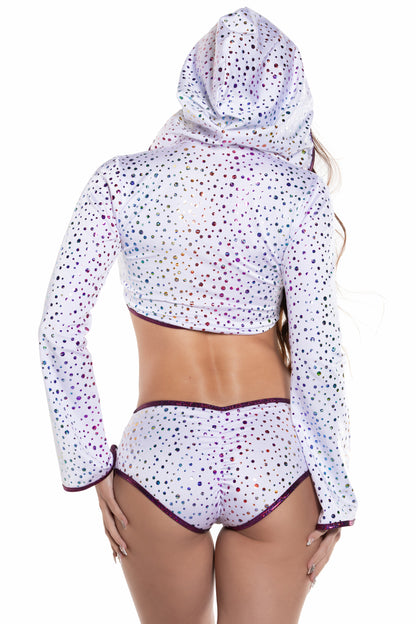 Rainbow Confetti Festival Set, Rainbow Crop Top and Short Set - AlicePrin.com
