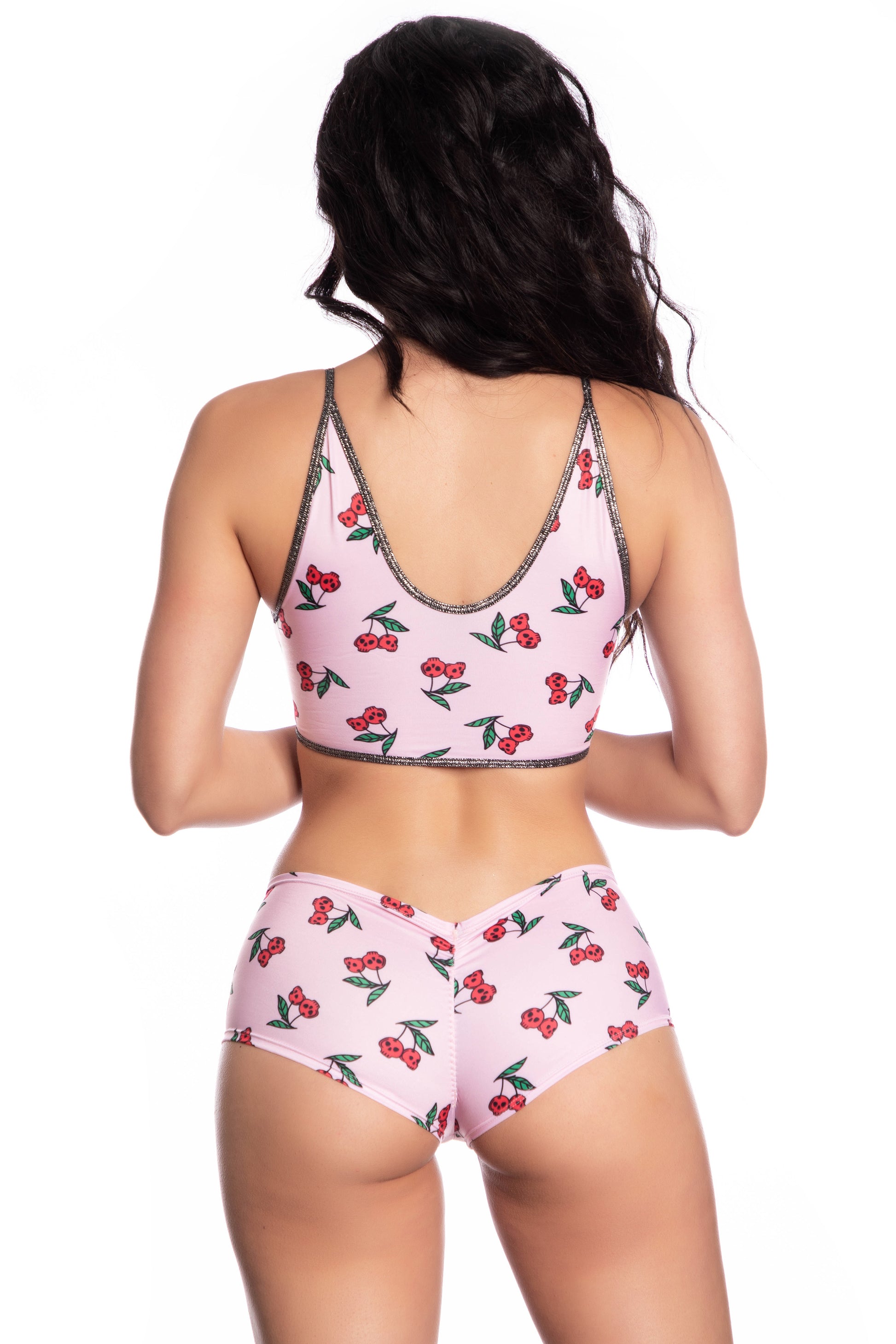 Skull Cherries Crop Top, Cherries Festival Top - AlicePrin.com