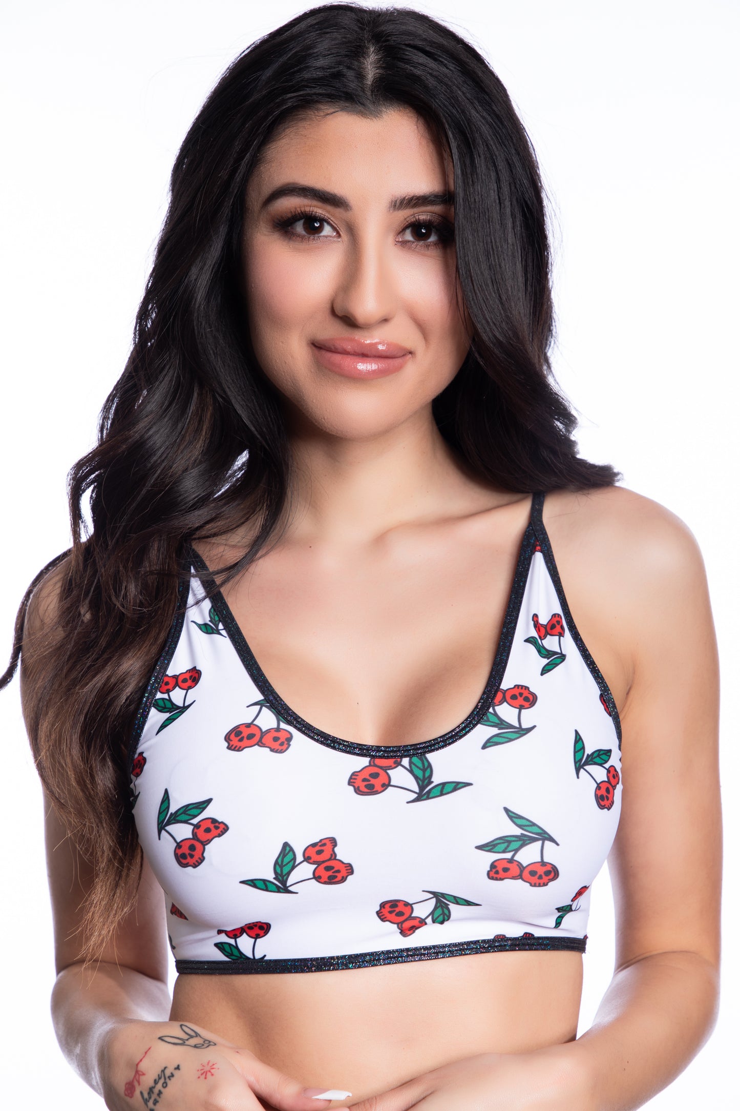 Skull Cherries Crop Top, Cherries Festival Top - AlicePrin.com