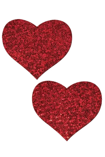 Red Glittering Heart Pasties, Red Heart Nipple Pasties - AlicePrin.com