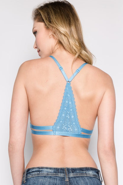 Strappy Lace Racerback Bralette, Lace Bralette - AlicePrin.com