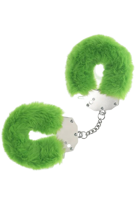 Heavy-Duty Fluffy Handcuffs, Green Fluffy Handcuffs - AlicePrin.com