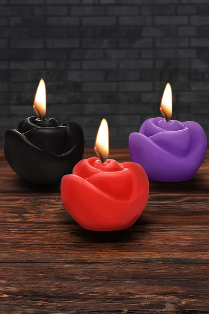 3-Pack Fire Garden Rose Candle Set, Rose Candles - AlicePrin.com