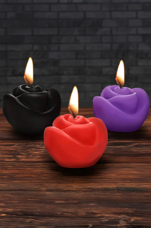 3-Pack Fire Garden Rose Candle Set, Rose Candles - AlicePrin.com