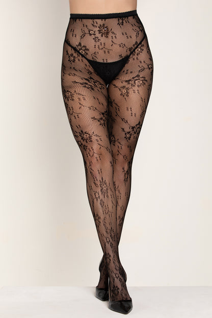 Floral Fishnet Pantyhose, Lace Fishnet Pantyhose - AlicePrin.com