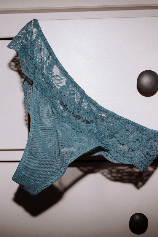 Stone Blue Lace Thong