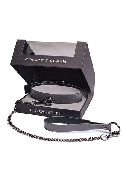 Gunmetal Glam Collar and Leash Set, Black Collar Set - AlicePrin.com