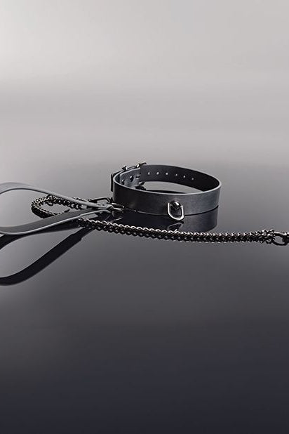 Gunmetal Glam Collar and Leash Set, Black Collar Set - AlicePrin.com