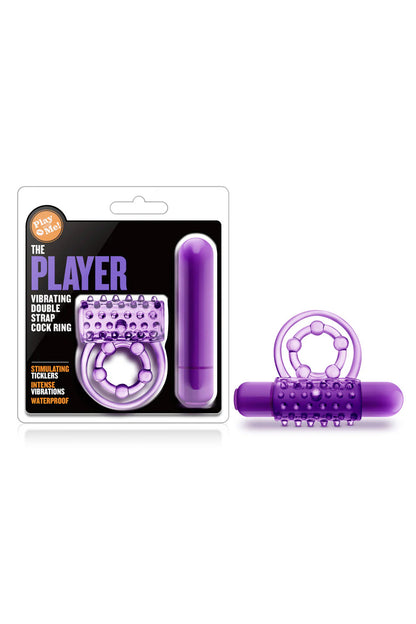 The Player Vibrating Double Strap Cock Ring, Purple Cock Ring and Vibrator - AlicePrin.com