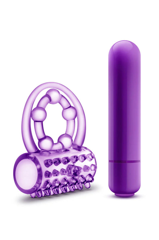 The Player Vibrating Double Strap Cock Ring, Purple Cock Ring and Vibrator - AlicePrin.com