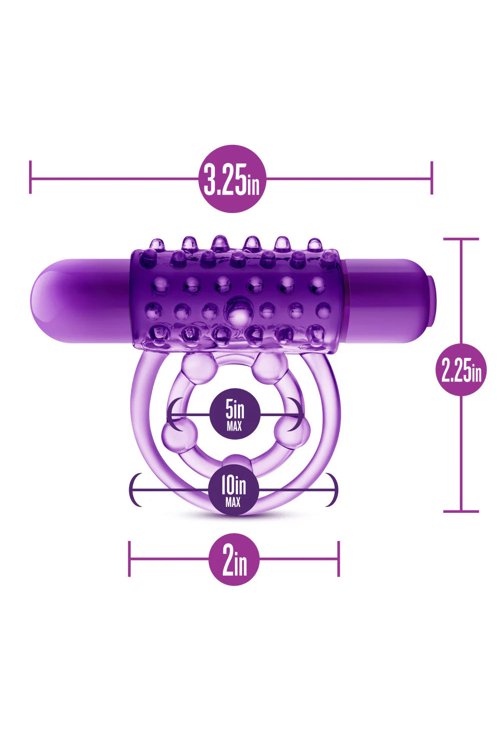 The Player Vibrating Double Strap Cock Ring, Purple Cock Ring and Vibrator - AlicePrin.com