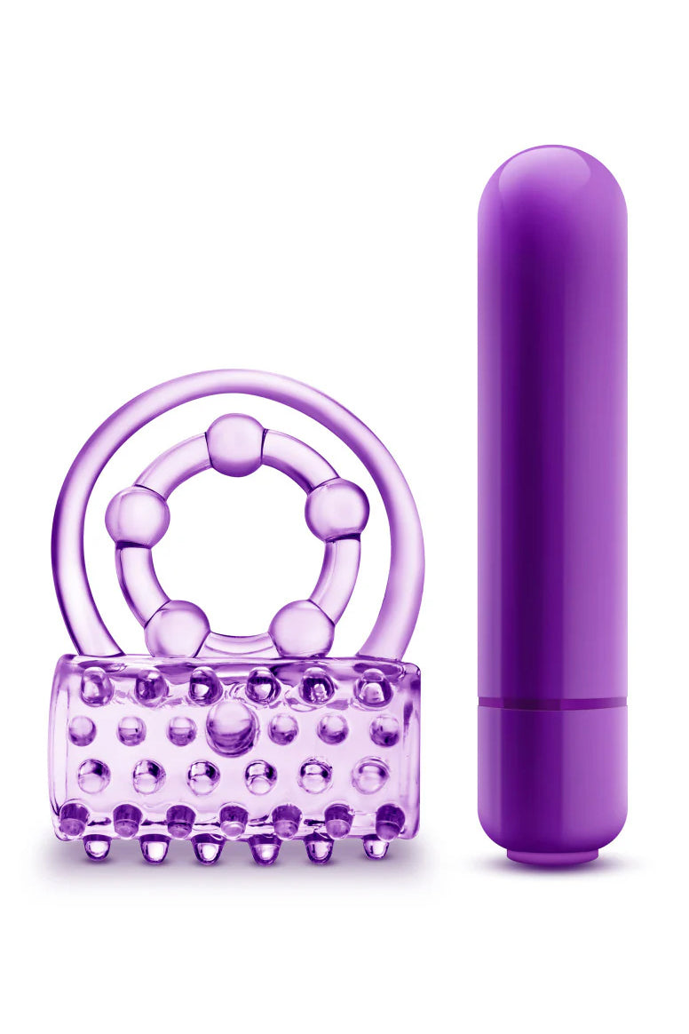 The Player Vibrating Double Strap Cock Ring, Purple Cock Ring and Vibrator - AlicePrin.com