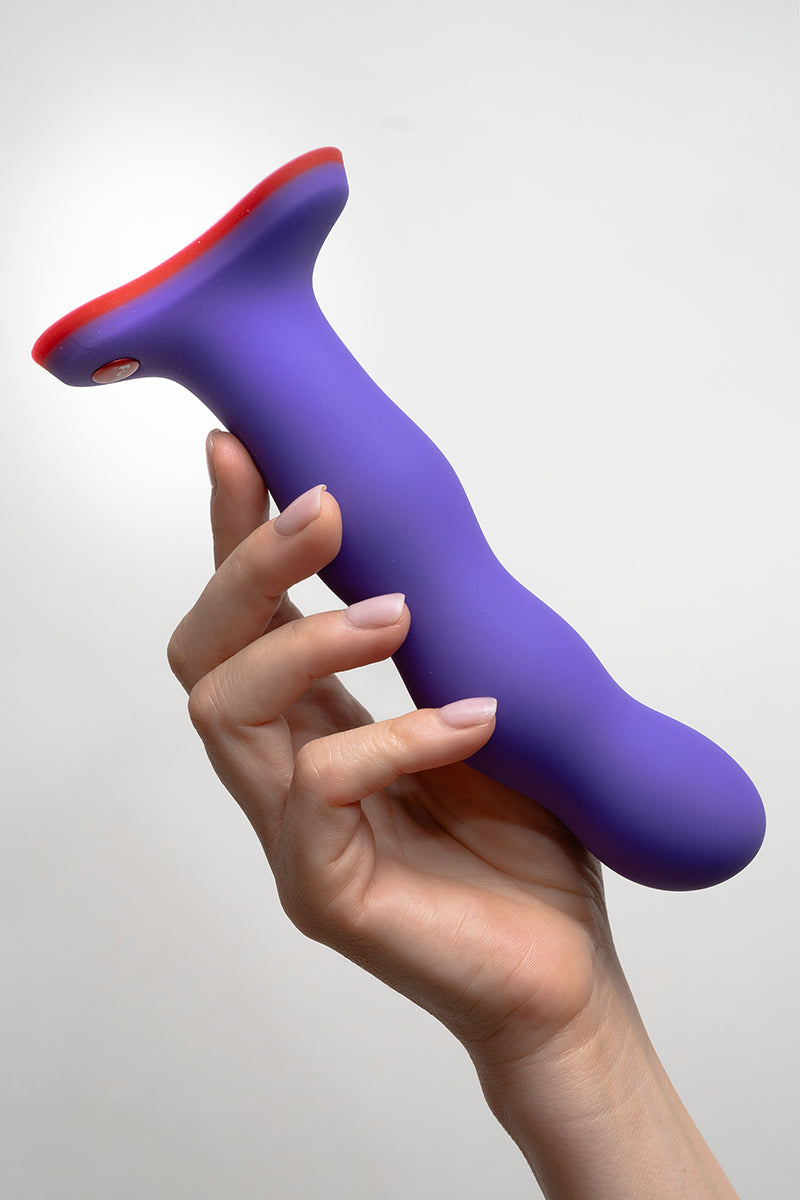 Bouncer Rumbling Dildo, Purple Flat Base Dildo - AlicePrin.com