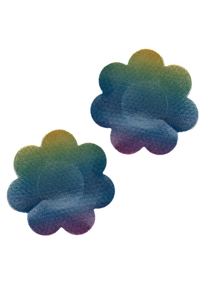 Iridescent Rainbow Flower Pasties, Rainbow Floral Pasties - AlicePrin.com
