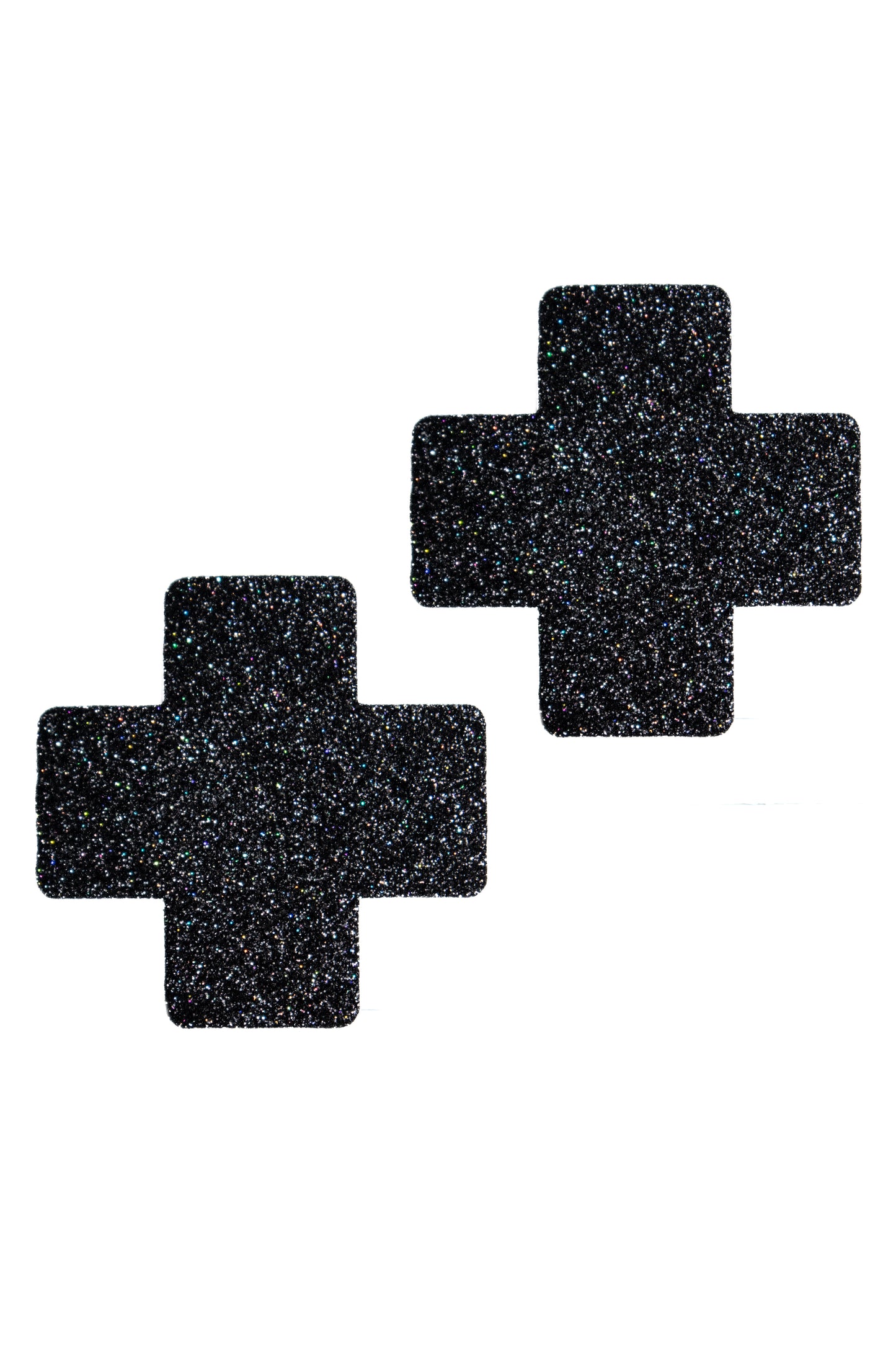Black Glitter Cross Pasties, Black X Pasties - AlicePrin.com