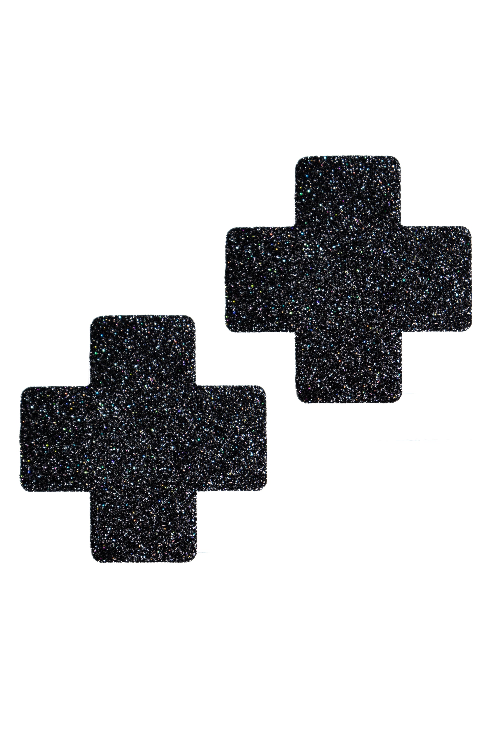 Black Glitter Cross Pasties, Black X Pasties - AlicePrin.com