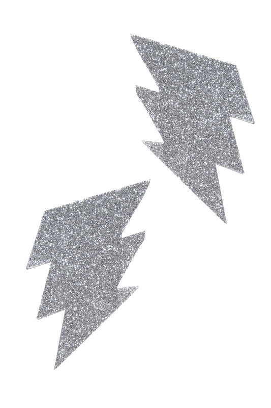 Glitter Lightning Bolt Pasties, Silver Lightning Pasties - AlicePrin.com