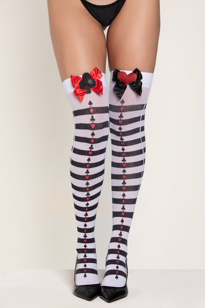Queen of Cards Thigh High Stockings, Card Suit Thigh High Stockings - AlicePrin.com