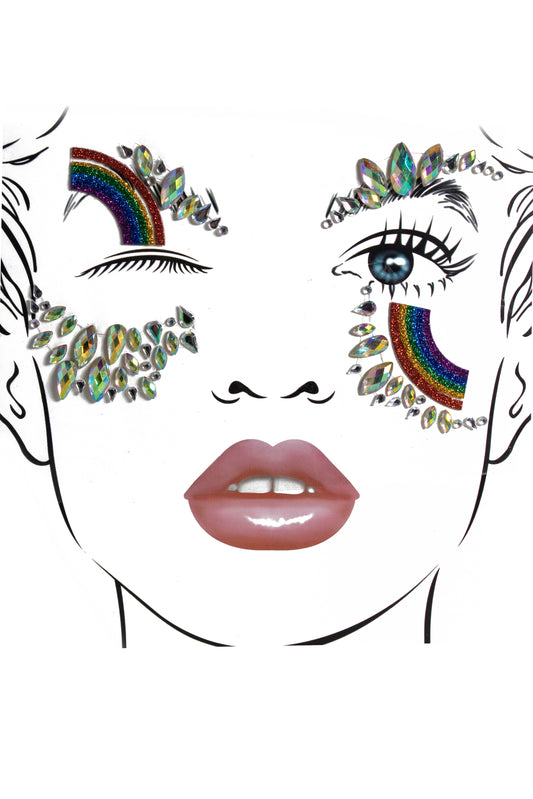 Pride Rainbow Face Gems, Rainbow Face Stickers - AlicePrin.com
