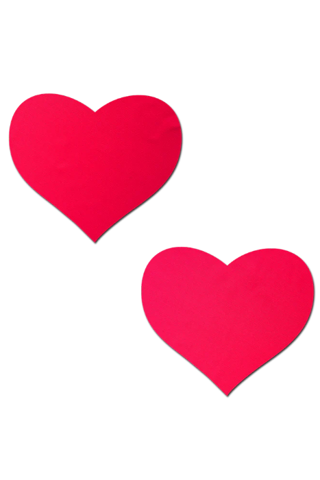 Neon Red Day-Glow Heart Pasties, Neon Heart Pasties - AlicePrin.com