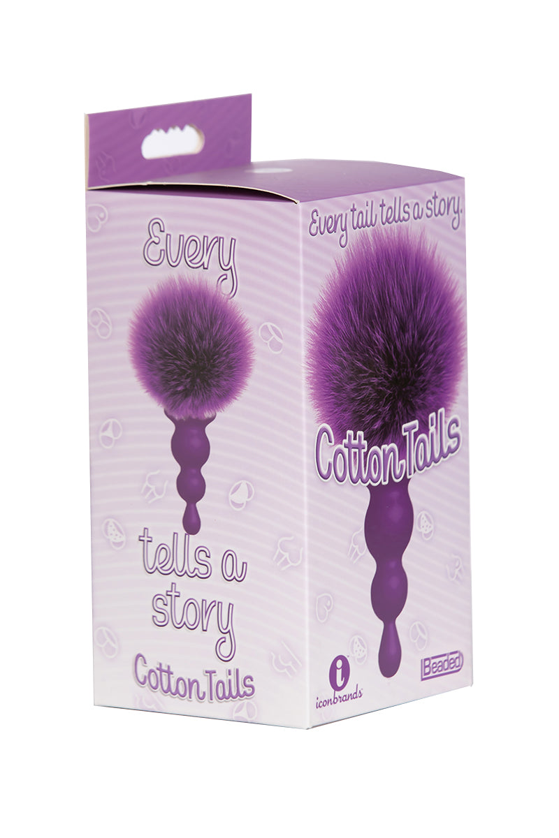 Purple Beaded Bunny Tail Butt Plug