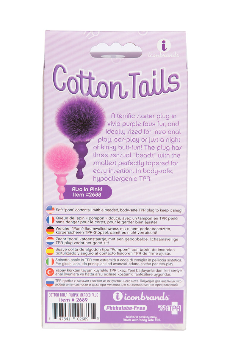 Purple Beaded Bunny Tail Butt Plug