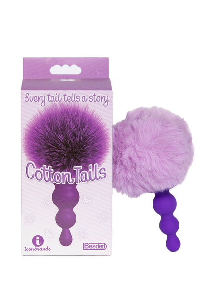 Purple Beaded Bunny Tail Butt Plug