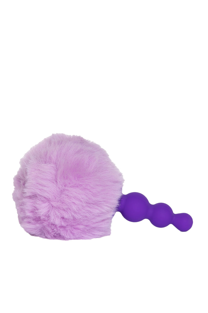 Purple Beaded Bunny Tail Butt Plug