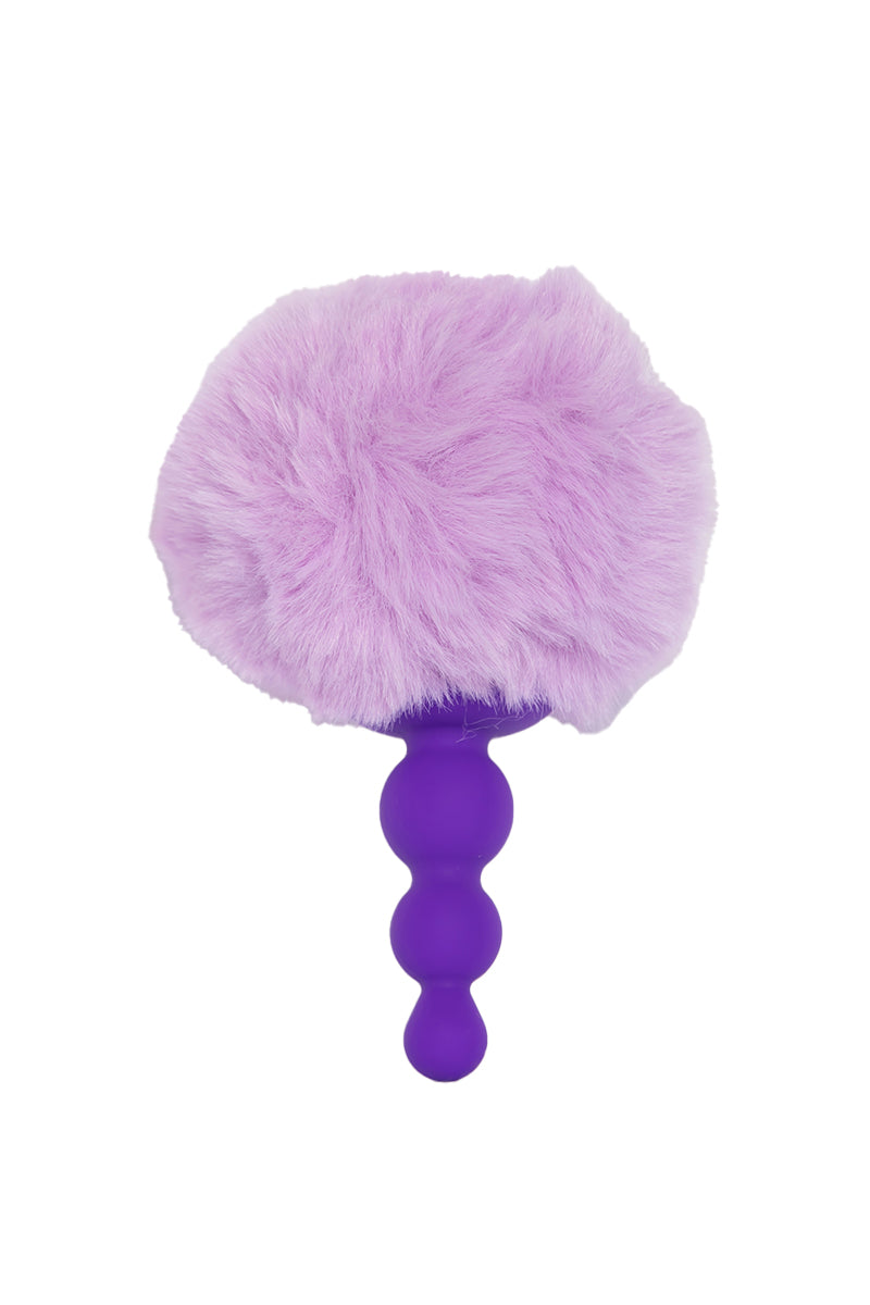 Purple Beaded Bunny Tail Butt Plug