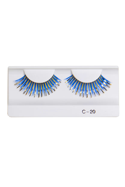 Royal Blue and Gold Lashes, Blue and Gold Fake Lashes - AlicePrin.com
