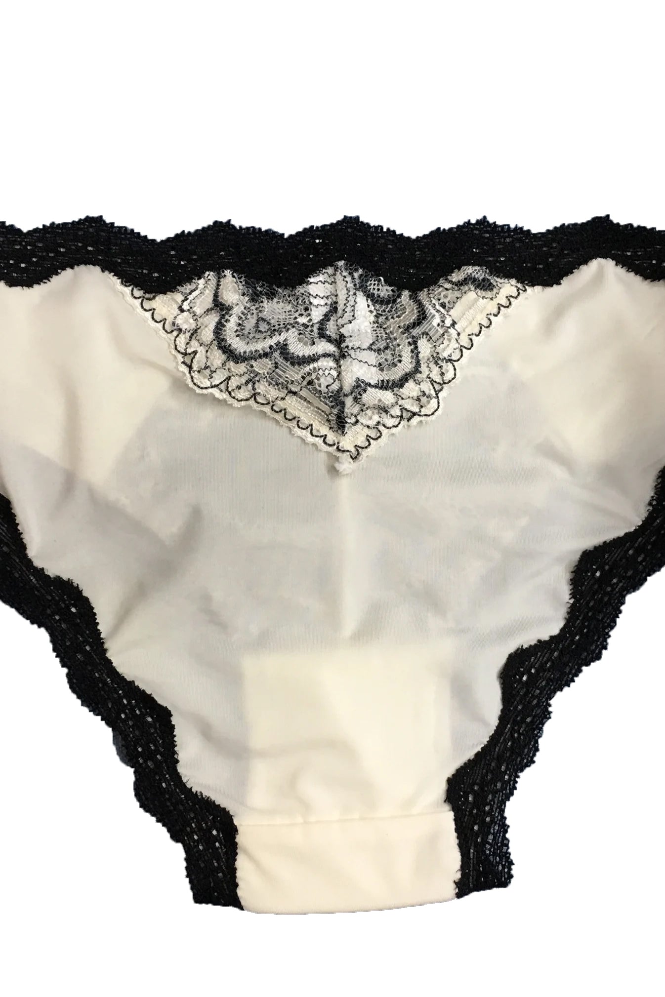 French Touch Bikini Panty, White and Black Lace Bikini Panty - AlicePrin.com