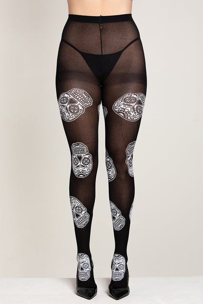 Sugar Skull Tights, Day of the Dead Tights - AlicePrin.com