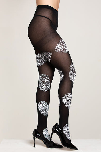 Sugar Skull Tights, Day of the Dead Tights - AlicePrin.com