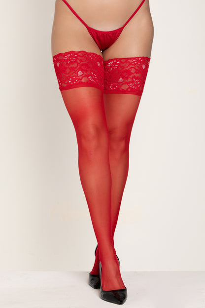 Plus Size Wide Lace Thigh High Stockings, Plus Size Lace Thigh High Stockings - AlicePrin.com