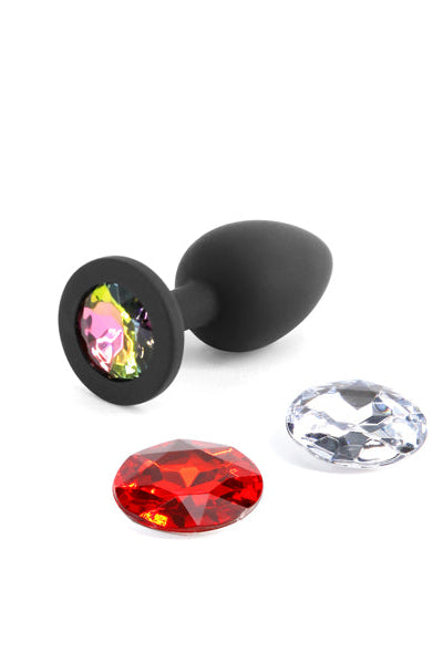 Glams Xchange Round Anal Plug, Silicone Butt Plug with Gems - AlicePrin.com