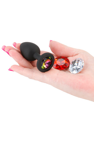 Glams Xchange Round Anal Plug, Silicone Butt Plug with Gems - AlicePrin.com